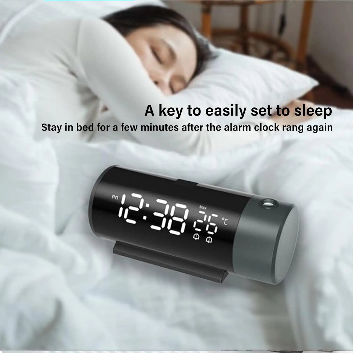 Smart LED Projection Alarm Clock &ndash; 180&deg; Ceiling Display