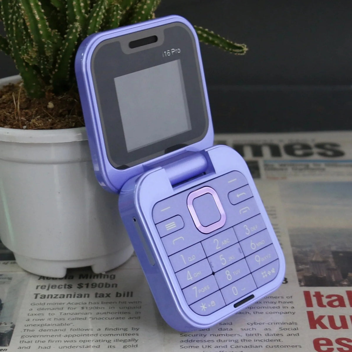 Supper Mini Flip Pocket Size Senior Phone &ndash; Magic Voice Purple / add 16G TF card