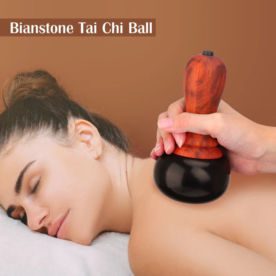 Hot Stone Elektrisk Gua Sha Massager Med Naturlig Biansten