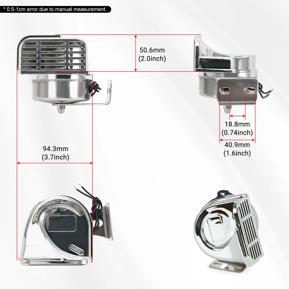 PQY 12V Claxon din Oțel Inoxidabil Hi-Tone, 125dB, Amortizat la Vibrații