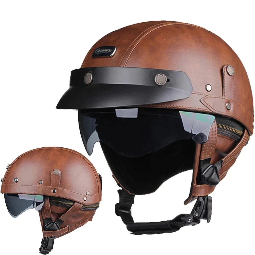 HEROBIKER 535 Half Helmet &ndash; Ultra-lightweight Comfort 535 Brown Helmet / M