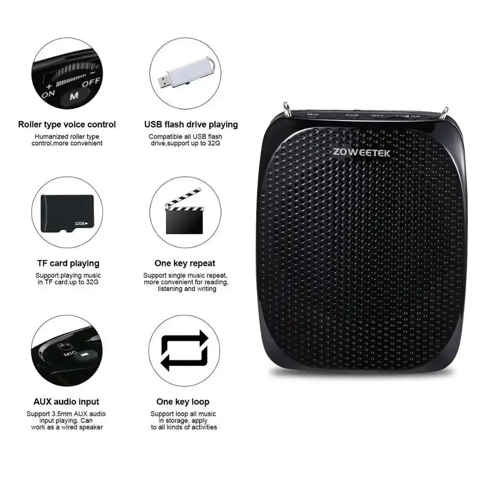 Portable Voice Amplifier With Wired Microphone And Audio Speaker For Teachers by InterCyprus Trading Ltd