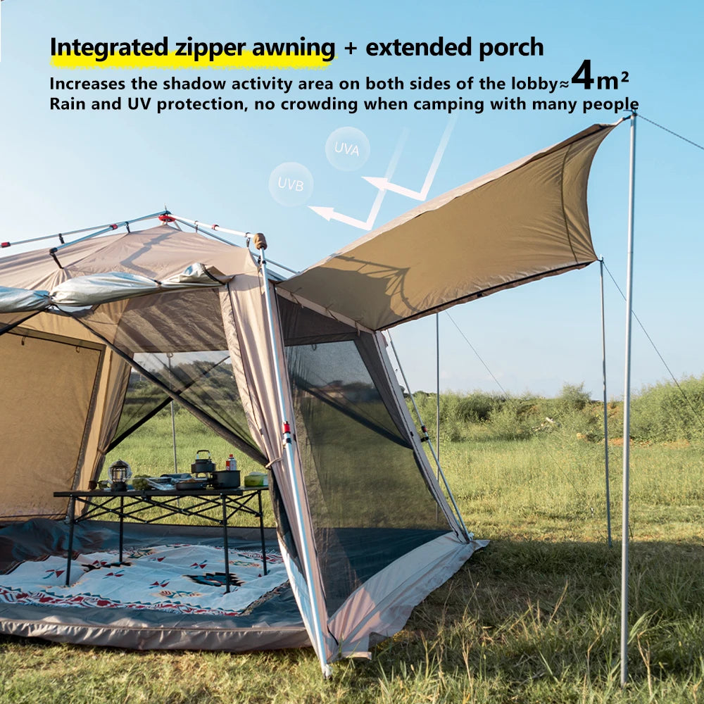 Large Waterproof Family Camping Tent for 5-9 People with Sun and Wind Protection
