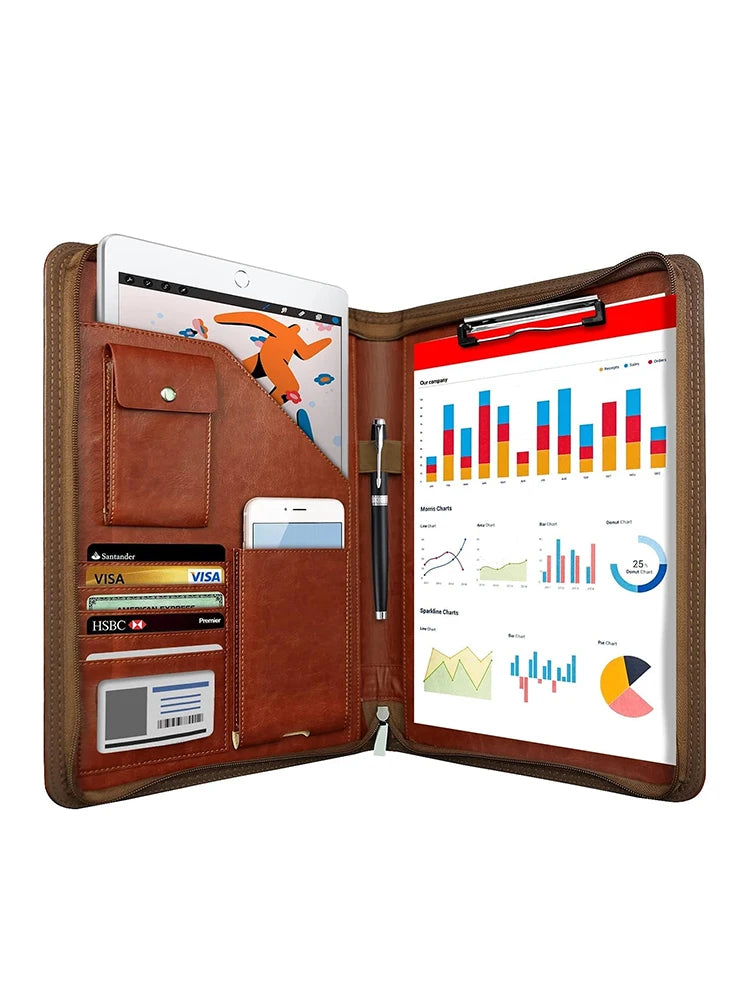 Multifunctional A4 Conference Folder | Leather Document Organizer 2024 brown 2