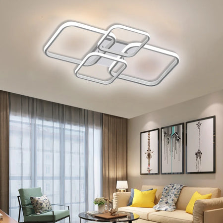 Modern LED Ceiling Lights Square 4 Heads &ndash; Sleek Black White