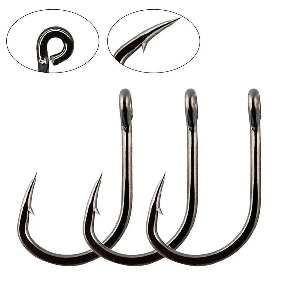 Super ostré kruhové háčiky z uhlíkovej ocele, veľkosti 3 až 12, odolné s hrotmi