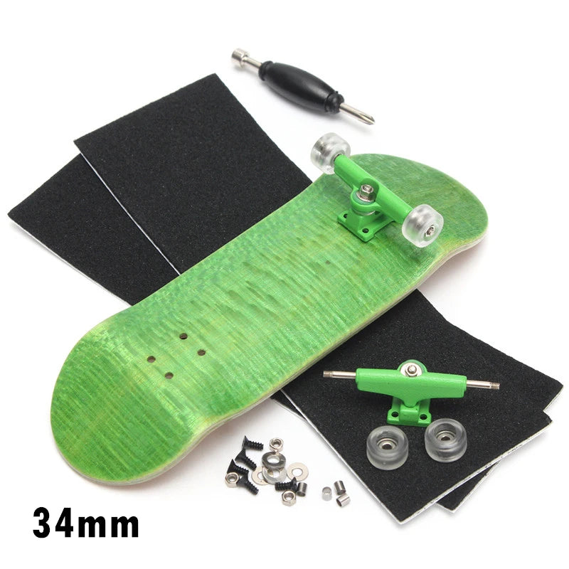 Maple Wooden Fingerboard Complete &ndash; Durable Mini Skateboard green