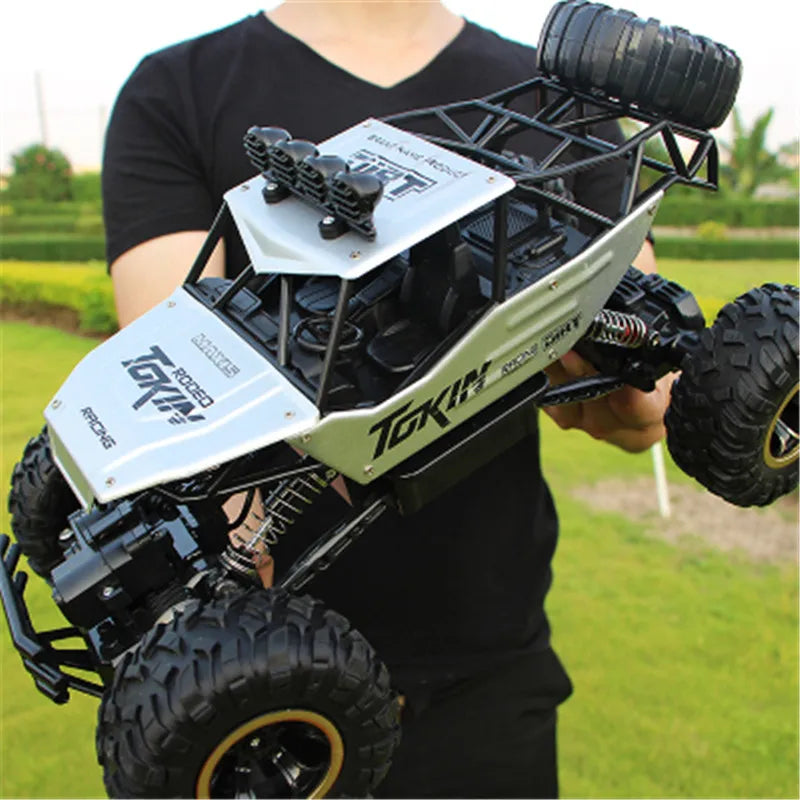 1:12 / 1:16 4WD RC Car with LED Lights - Remote Control Off-Road Trucks for Kids 6026-37cm Silver
