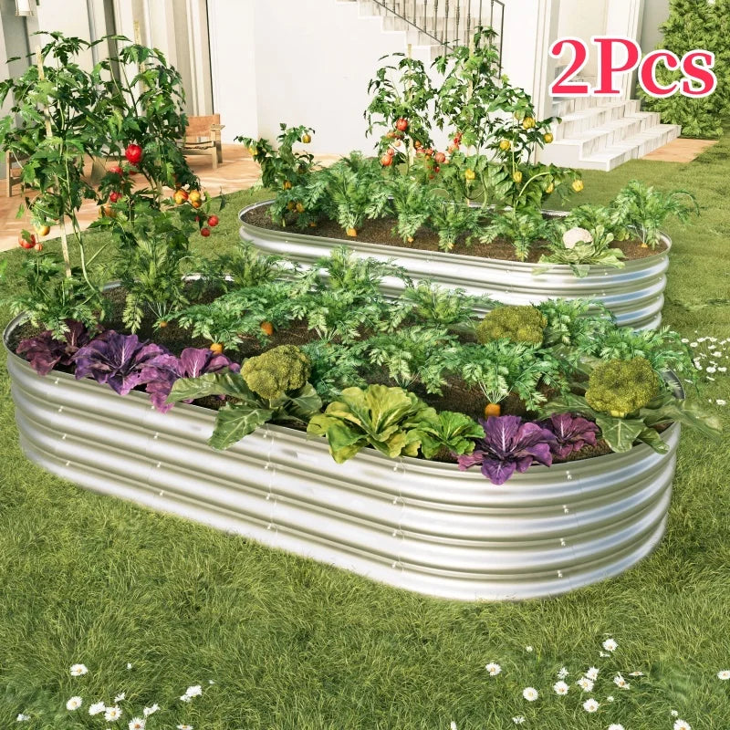 2 Pack Garden Bed Kit Galvanized Steel Rust Resistant