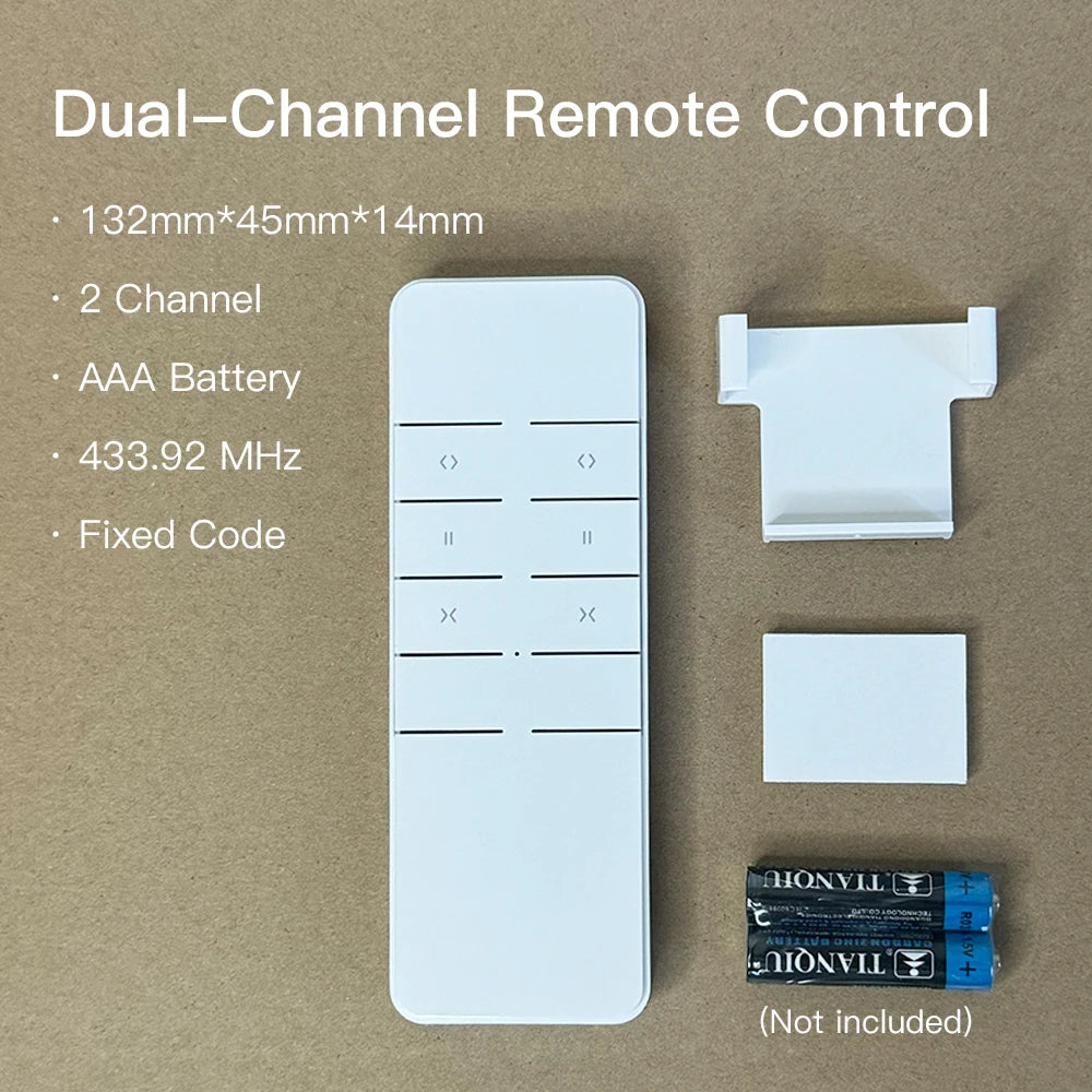 Smart Curtain Remote - RF 433.92 MHz Dual-Channel
