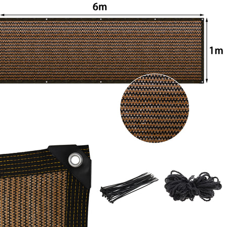 NoEnName_Null 120 GSM Balcony Sunshade Net - Privacy Fence Screen for Outdoor Protection brown 1x6m
