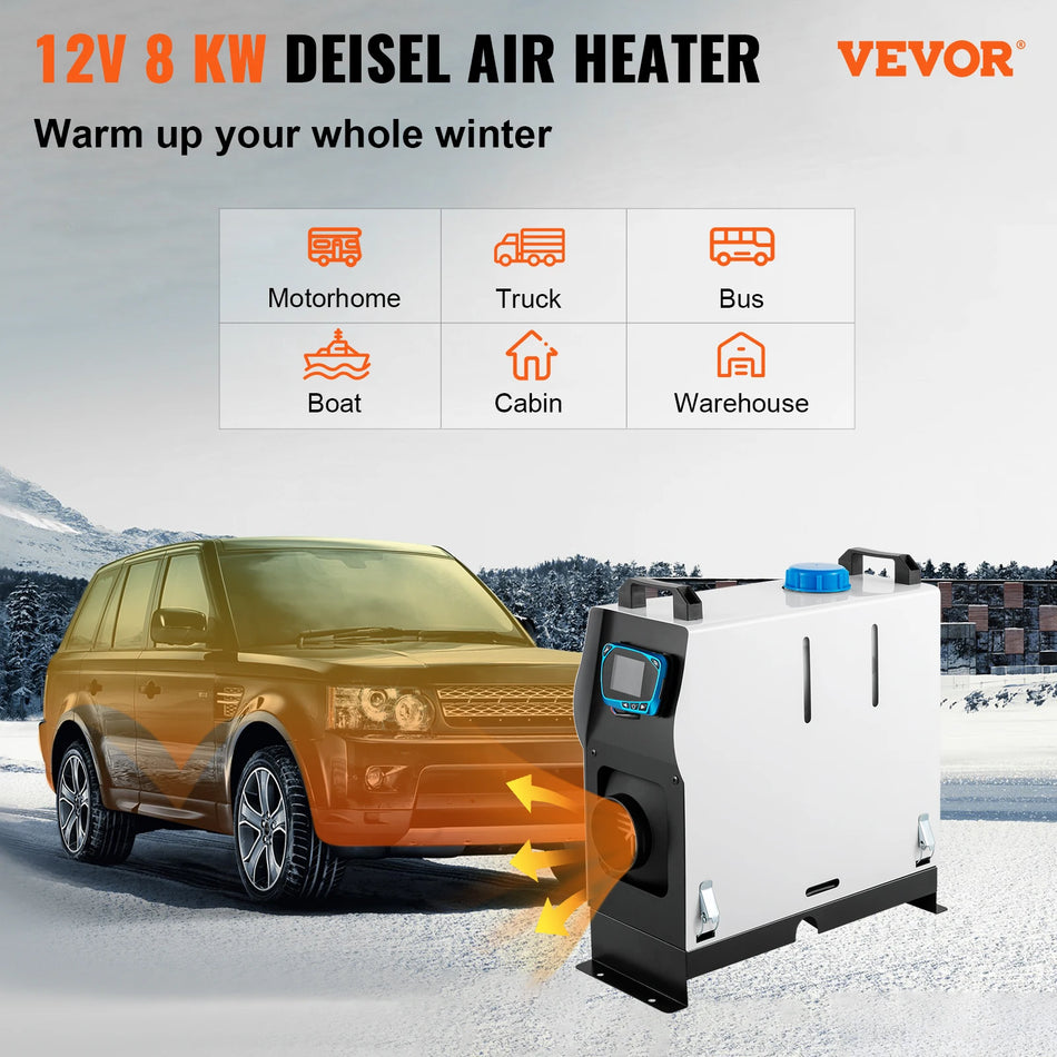 8KW 12V Diesel Air Heater With LCD Remote Car Truck Boat