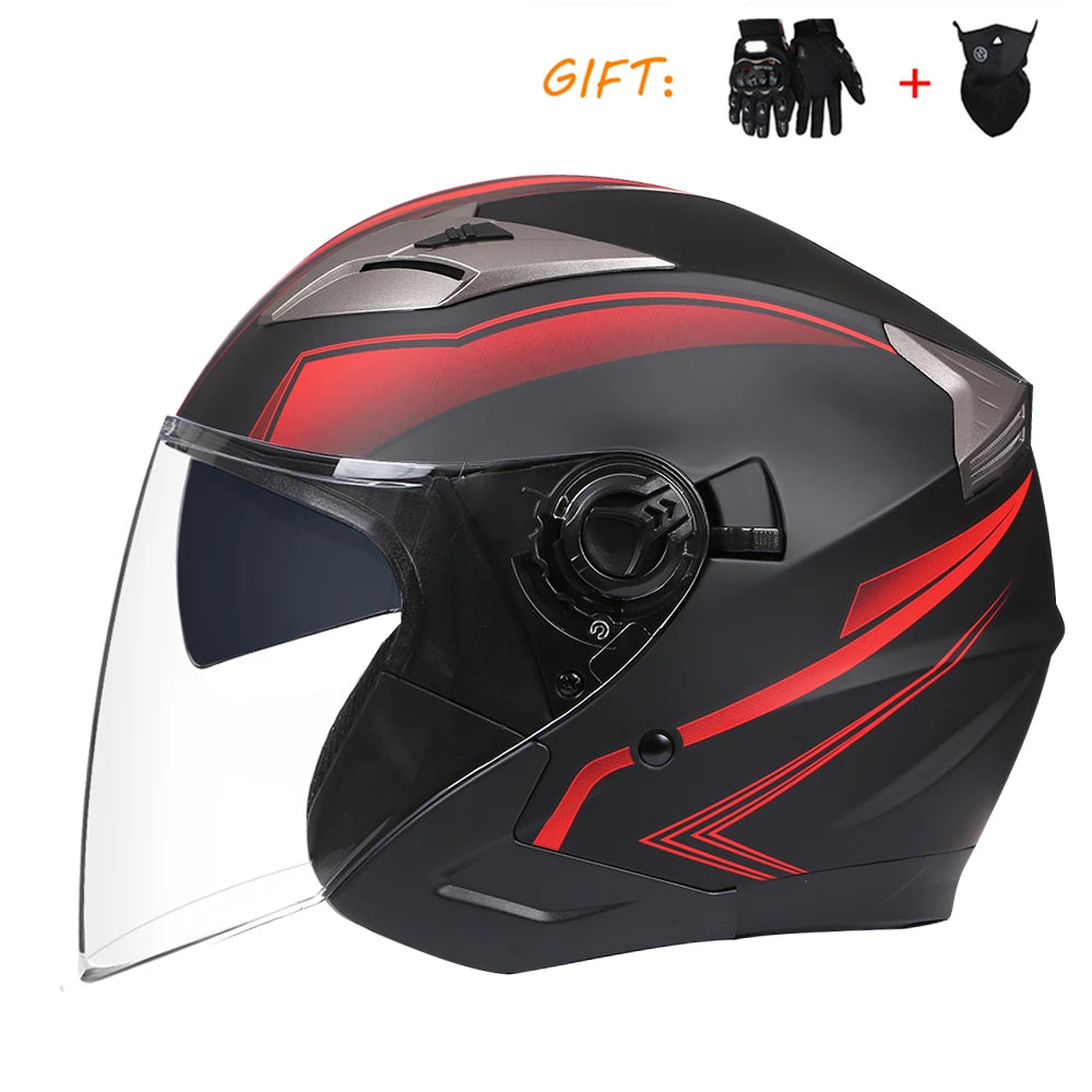 BLDC 3/4 Open Face Motorcycle Helmet with Dual Visor for Men and Women 1 / XL