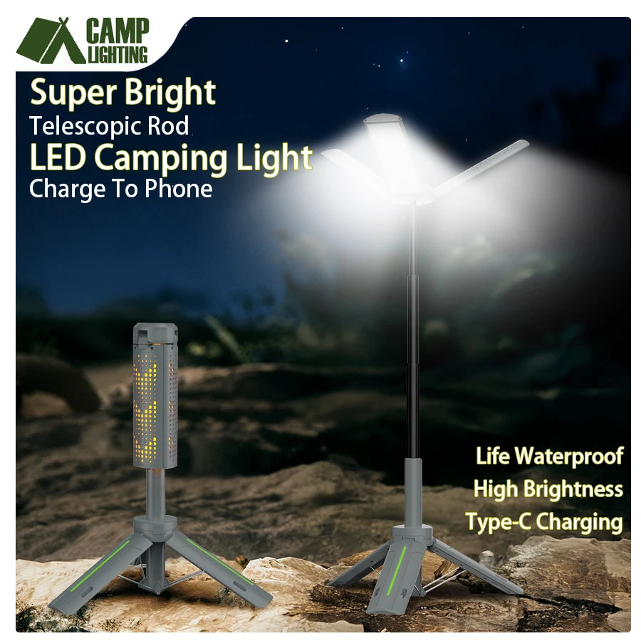 Folding Camping Light &ndash; Waterproof Power Bank with Telescopic Design