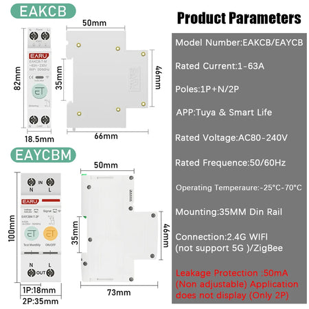 Smart WiFi ZigBee Circuit Breaker with Remote Control and Power Metering