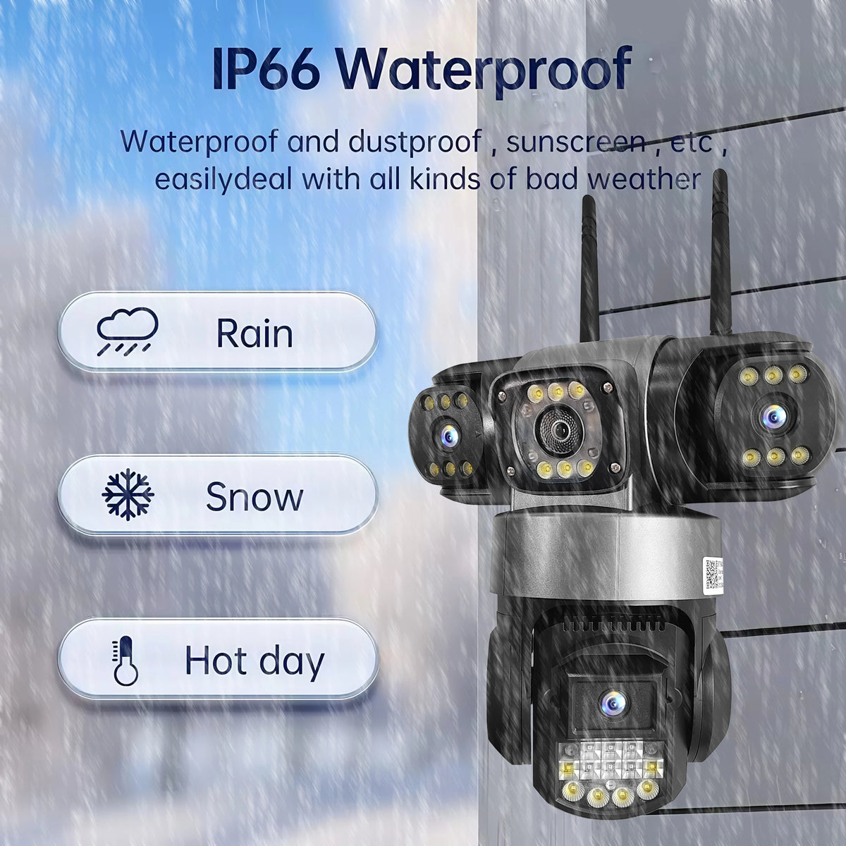 3 Lens Triple Screen Video Surveillance Camera Wifi Network CCTV Camera Wireless 360 Monitor Outdoor Waterproof Security Cameras