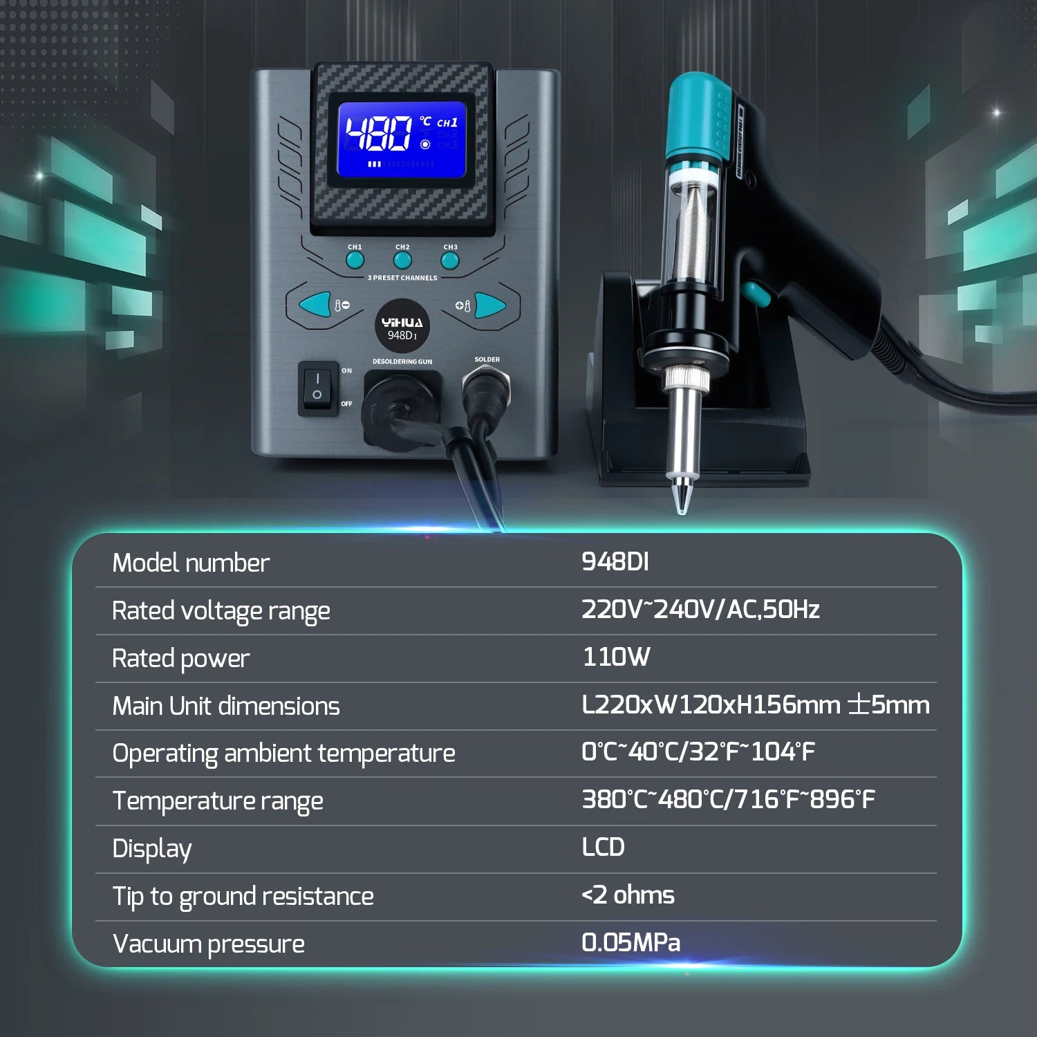 YIHUA 948D-I &ndash; 110W Desoldering Station for SMD Repair