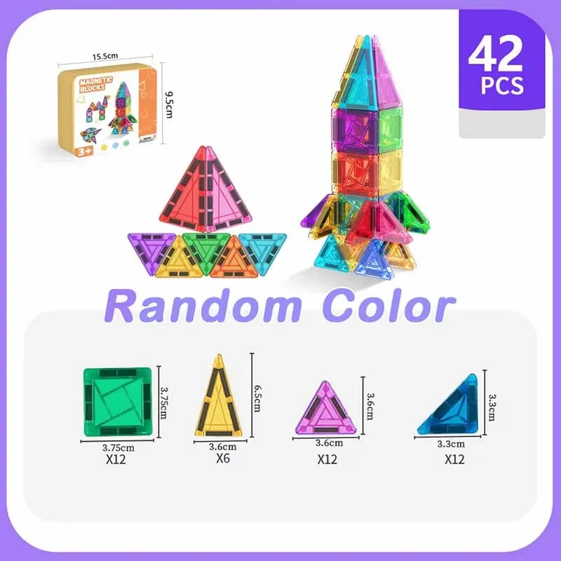 Mini Magnetic Tiles Travel Toys 3.75cm &ndash; Portable STEM ATS30699E42PCS