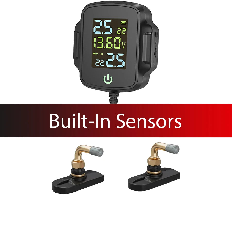 ACCEO K05 TPMS Motorcycle Monitor &ndash; 2 External Sensors K05P-Built-In
