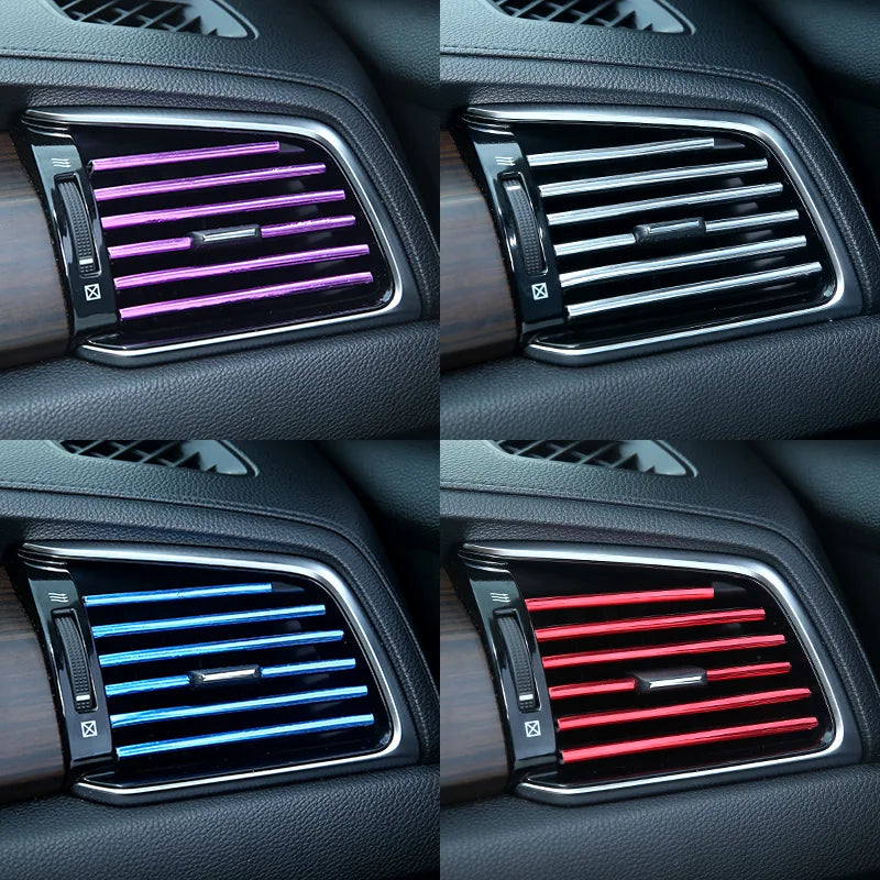 Car Air Outlet Trim Strips For Interior Grilles, 10 Pcs Universal PVC Mouldings