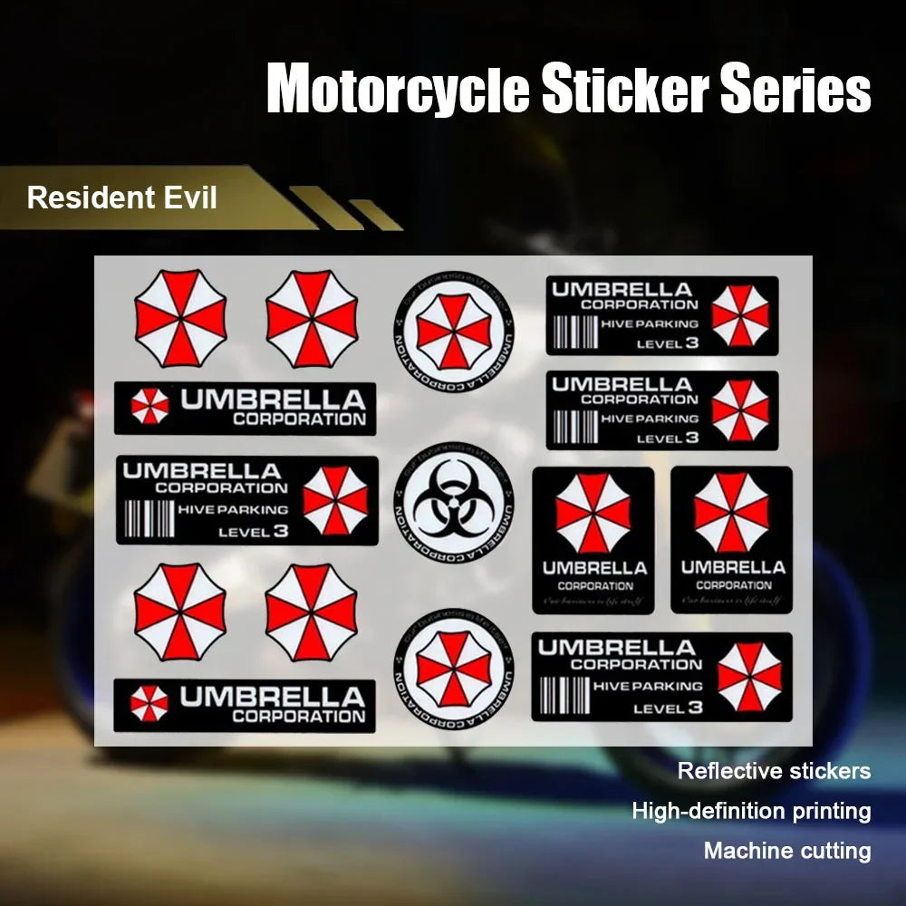 Reflective Resident Evil Umbrella Decals for Motorcycles &amp; Helmets