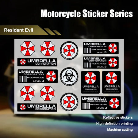Reflective Resident Evil Umbrella Decals for Motorcycles &amp; Helmets
