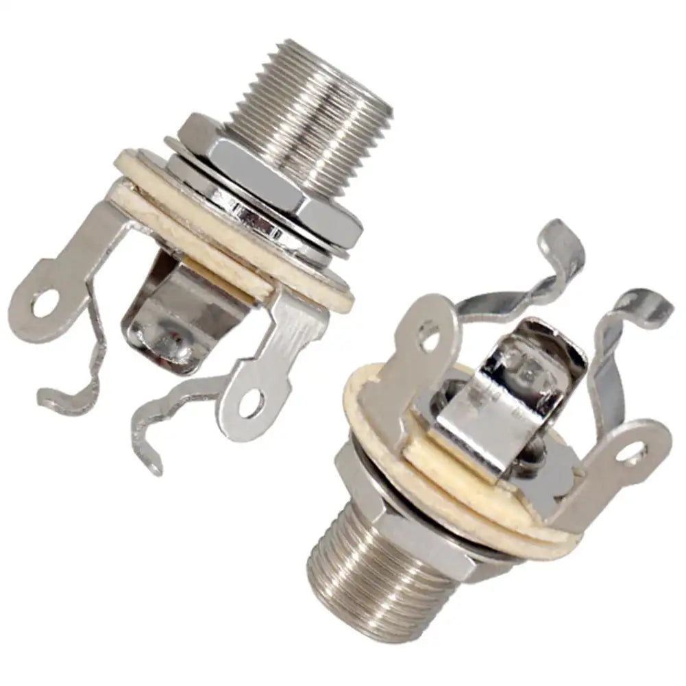 2Pcs One Quarter Inch Guitar Mono Output Jacks Metal Socket Silver