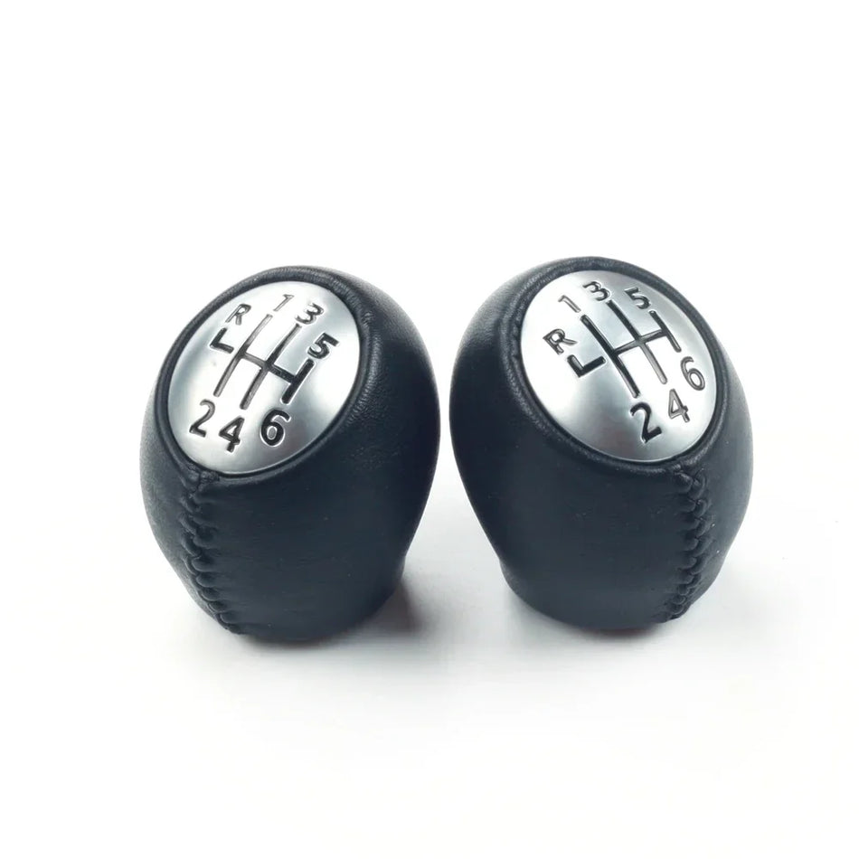 Gear Shift Knob Leather for Renault Megane MK3 6-Speed with Chrome Accents Black