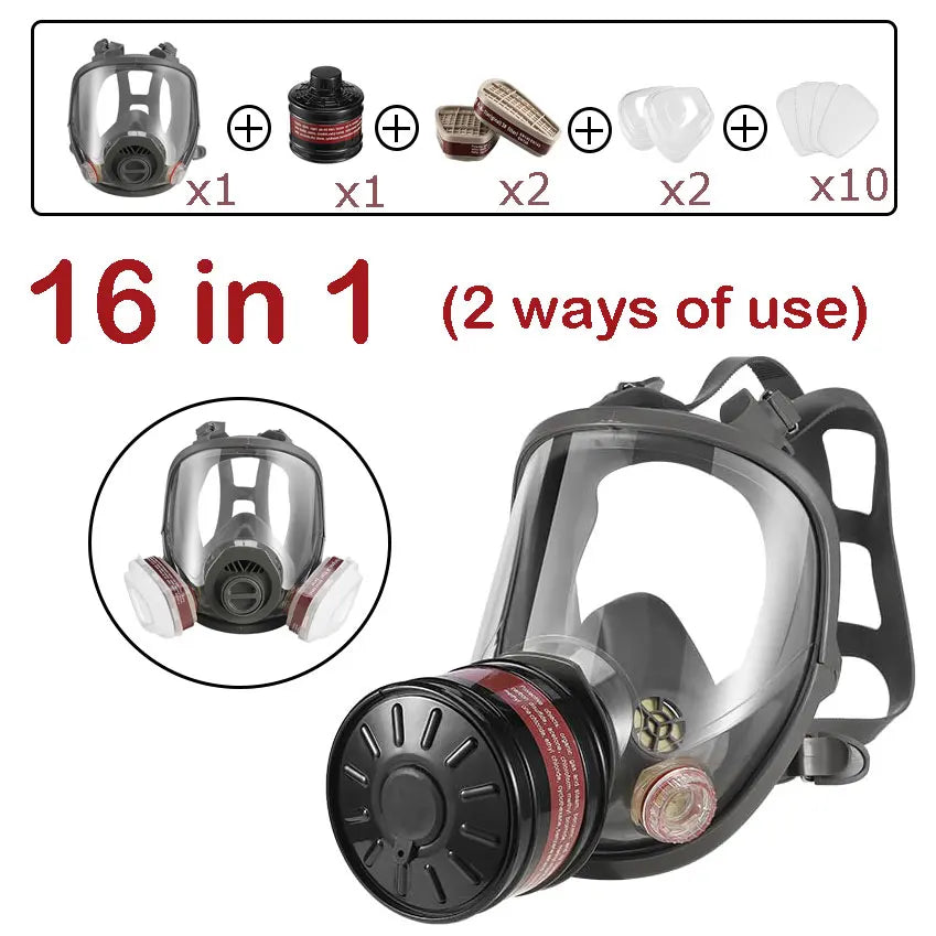 Full Face Gas Mask &ndash; Superior Chemical Protection with 40mm Filter 16in1