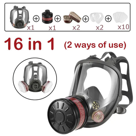 Full Face Gas Mask &ndash; Superior Chemical Protection with 40mm Filter 16in1