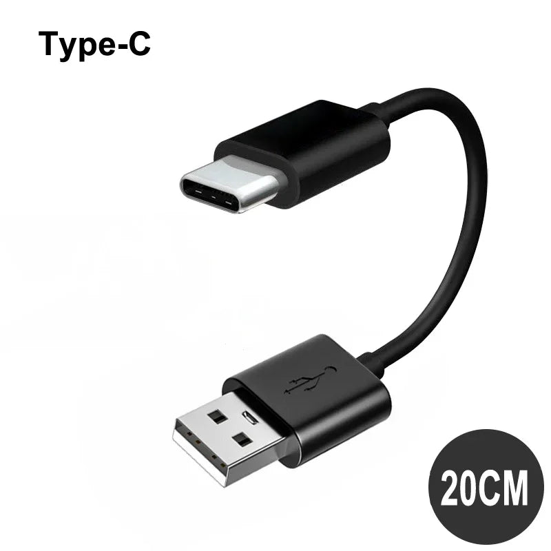 20cm Ultra Short USB A To USB C Cable &ndash; Fast Charge 3A 20CM Black Type-C
