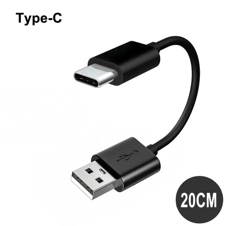 20cm Ultra Short USB A To USB C Cable &ndash; Fast Charge 3A 20CM Black Type-C
