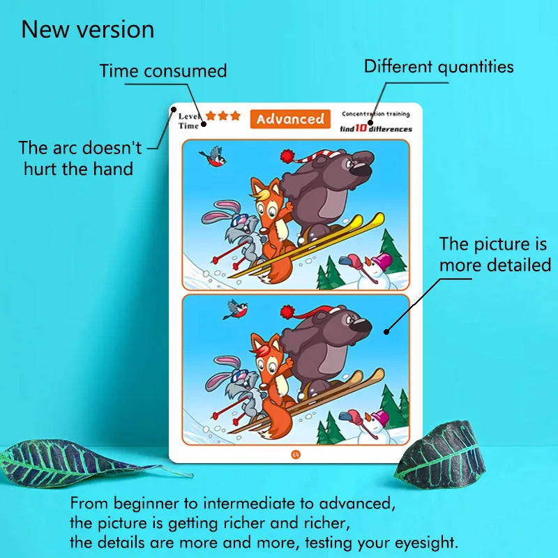 Find the Difference Game, Concentration Training, Educational, Reusable, Erasable Picture Game