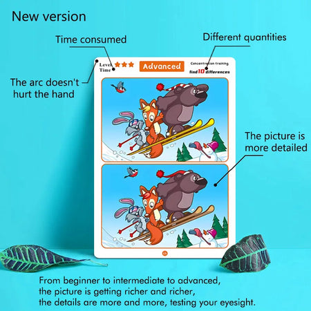 Find the Difference Game, Concentration Training, Educational, Reusable, Erasable Picture Game