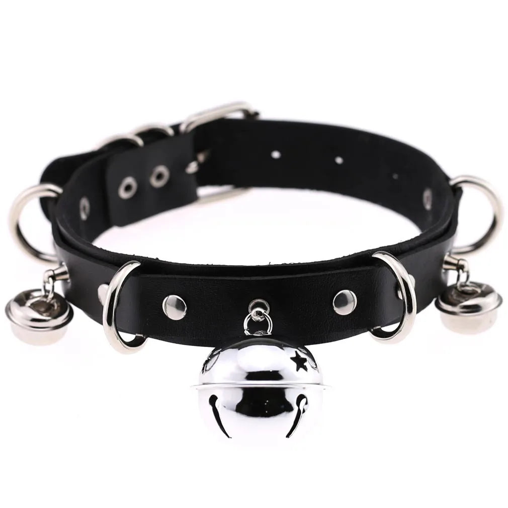Punk Spike Rivet Leather Choker with Pentagram Pendant for Women W4601-2