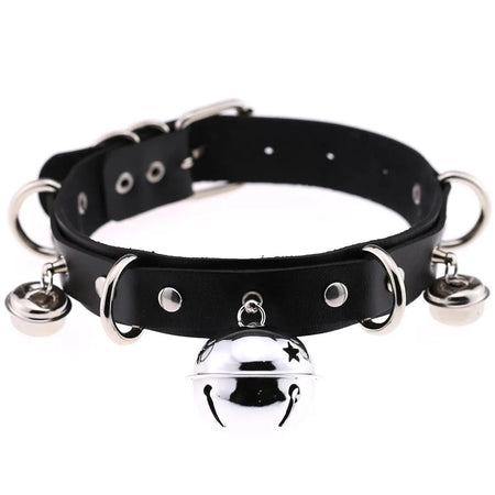 Punk Spike Rivet Leather Choker with Pentagram Pendant for Women W4601-2