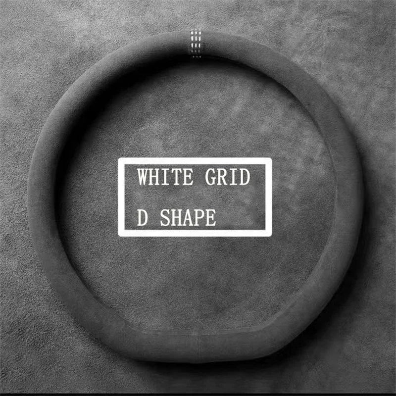 LDS641 Suede Steering Wheel Cover &ndash; Ultra Thin Non Slip Type D-White