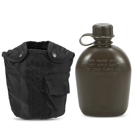 1L Outdoor Military Canteen Bottle &ndash; Felt-Lined Cover Black