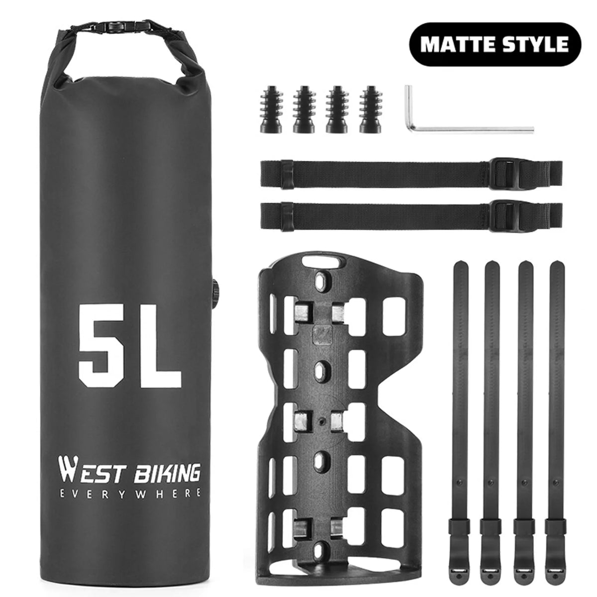 Bike Fork Bag Rainproof 5L &ndash; Sturdy Base and Easy Install Frosted