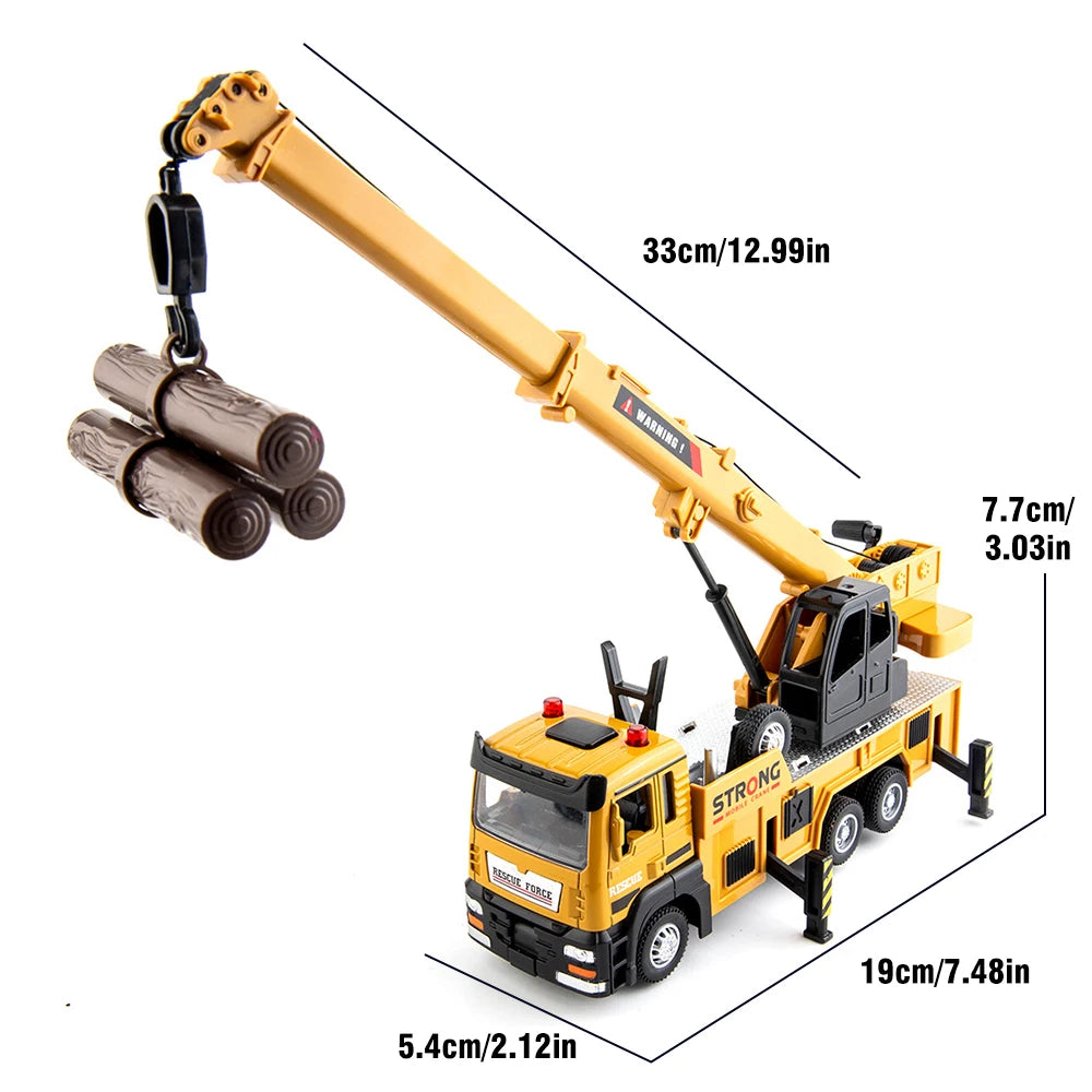 1/32 Crane Truck Alloy Car Model Diecast Metal Toy Simulation Engineering Vehicles with Sound and Light Model for Children Gifts