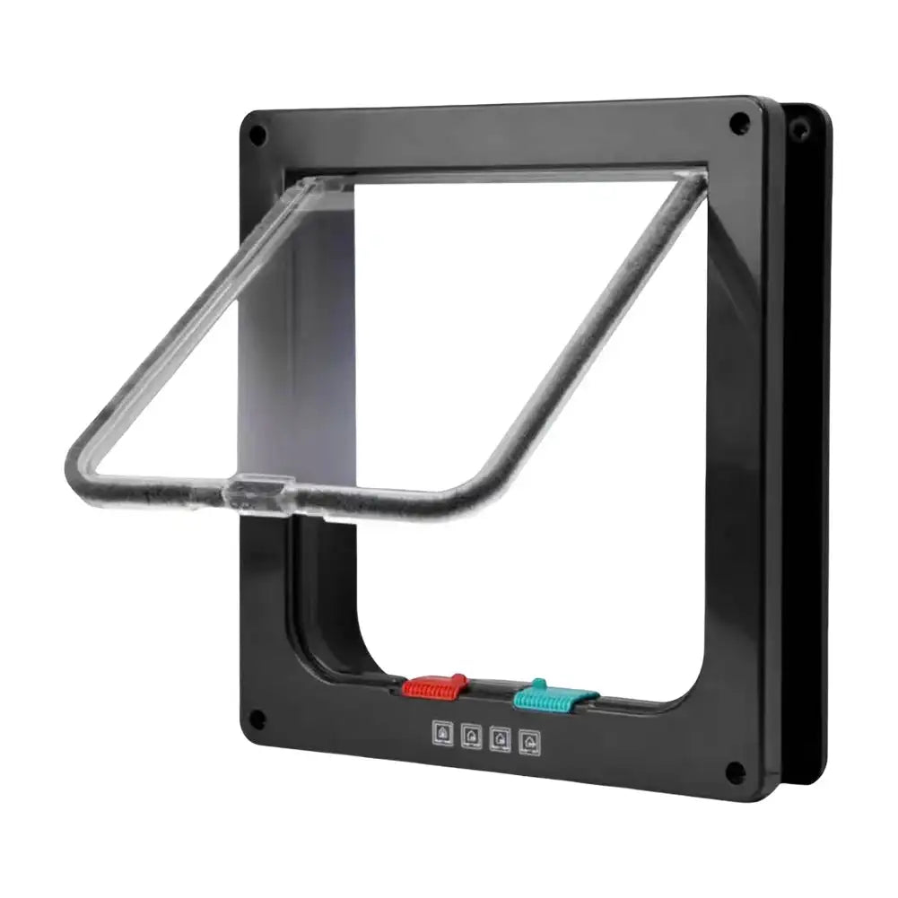 Smart Pet Door 4 Way Locking ABS Plastic Cat Dog Flap black / M