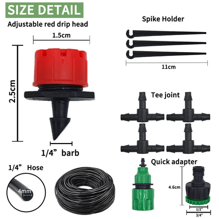 Portable 20M Micro Drip Irrigation System with Adjustable Drippers - Automatic Garden Watering Kit