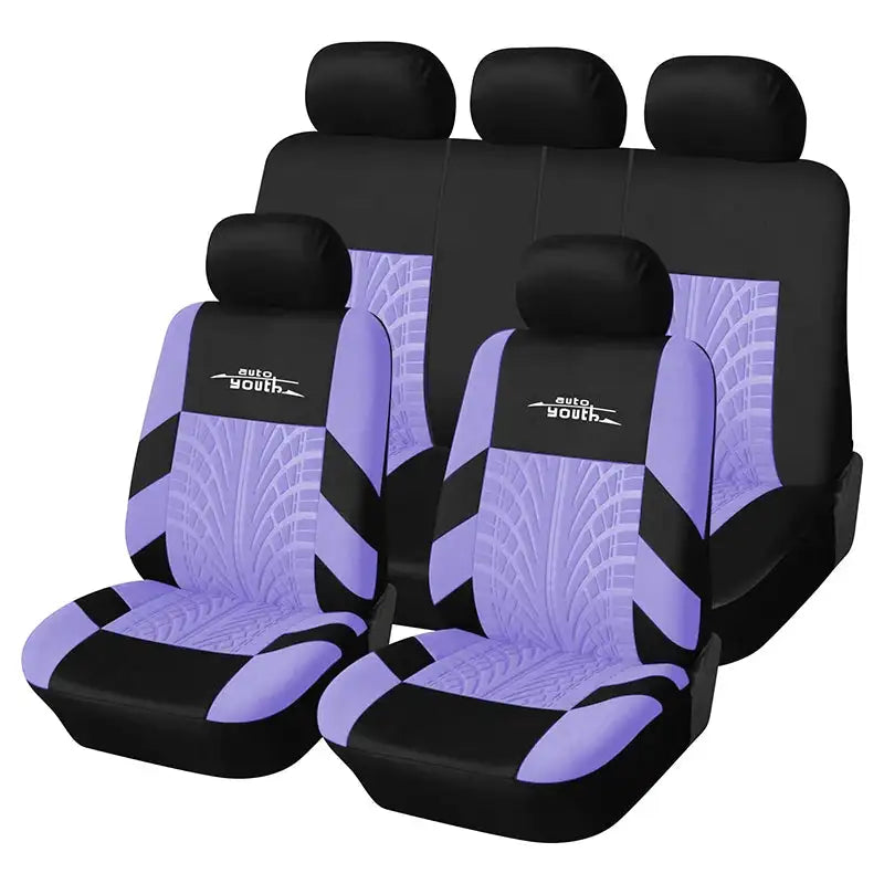 Autoyouth Car Seat Covers Set &ndash; Universal Fit For Most Cars purple full set