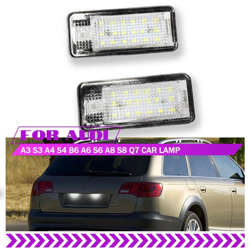 2Szt. LED Oświetlenie Tablicy Rejestracyjnej Do Audi A3 A4 A6 S8 S6