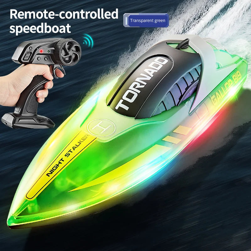 HJ819 High-Speed 2.4G Remote Control LED Speedboat for Kids green