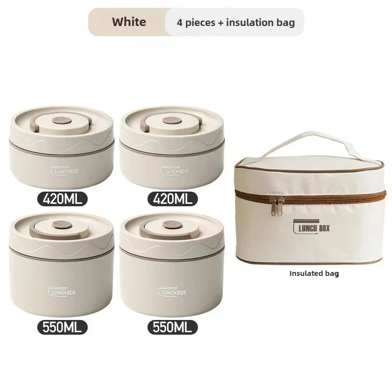 Lunch Box &ndash; Insulated 2-Tier Stainless Bento With Cutlery White