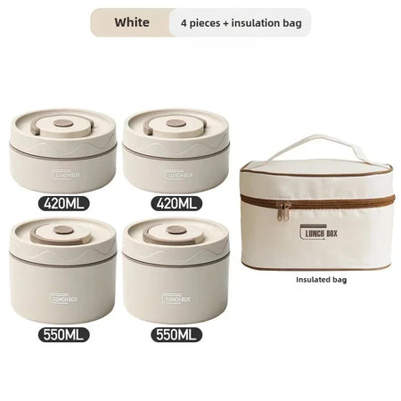 Lunch Box &ndash; Insulated 2-Tier Stainless Bento With Cutlery White