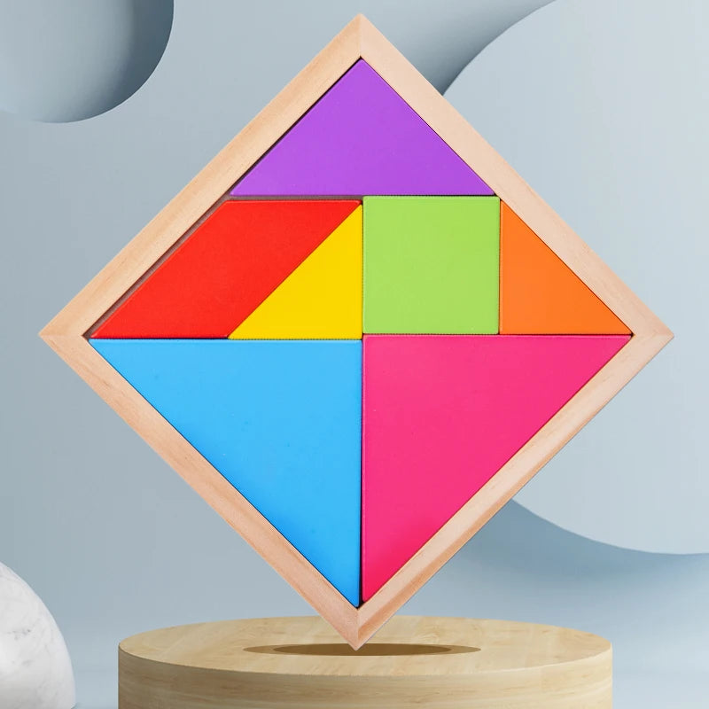 Colorful Wooden Tangram Puzzle Set for Kids - Educational Brain Teaser Toy for Boys and Girls 6-12 Years