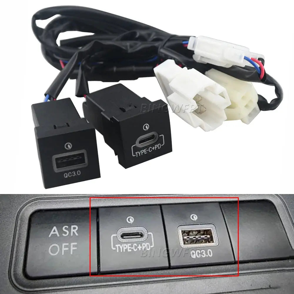 2PCS Car USB Charger PD Quick Charge QC3.0 Phone Charging Adapter Outlet Button For VW Golf 6 Jetta 5 MK6 Scirocco 2006-2012 by InterCyprus Trading Ltd