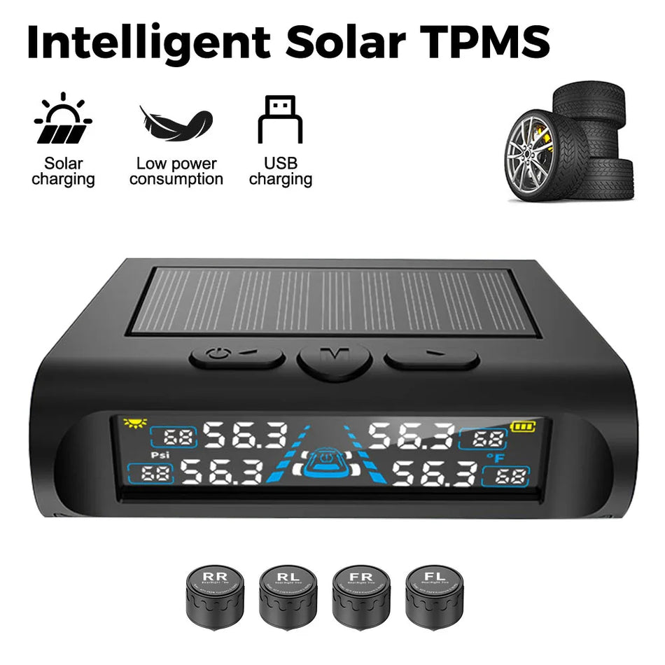 Leepee 31208 TPMS con 4 Sensori Esterni, Display LCD, Avviso di Temperatura